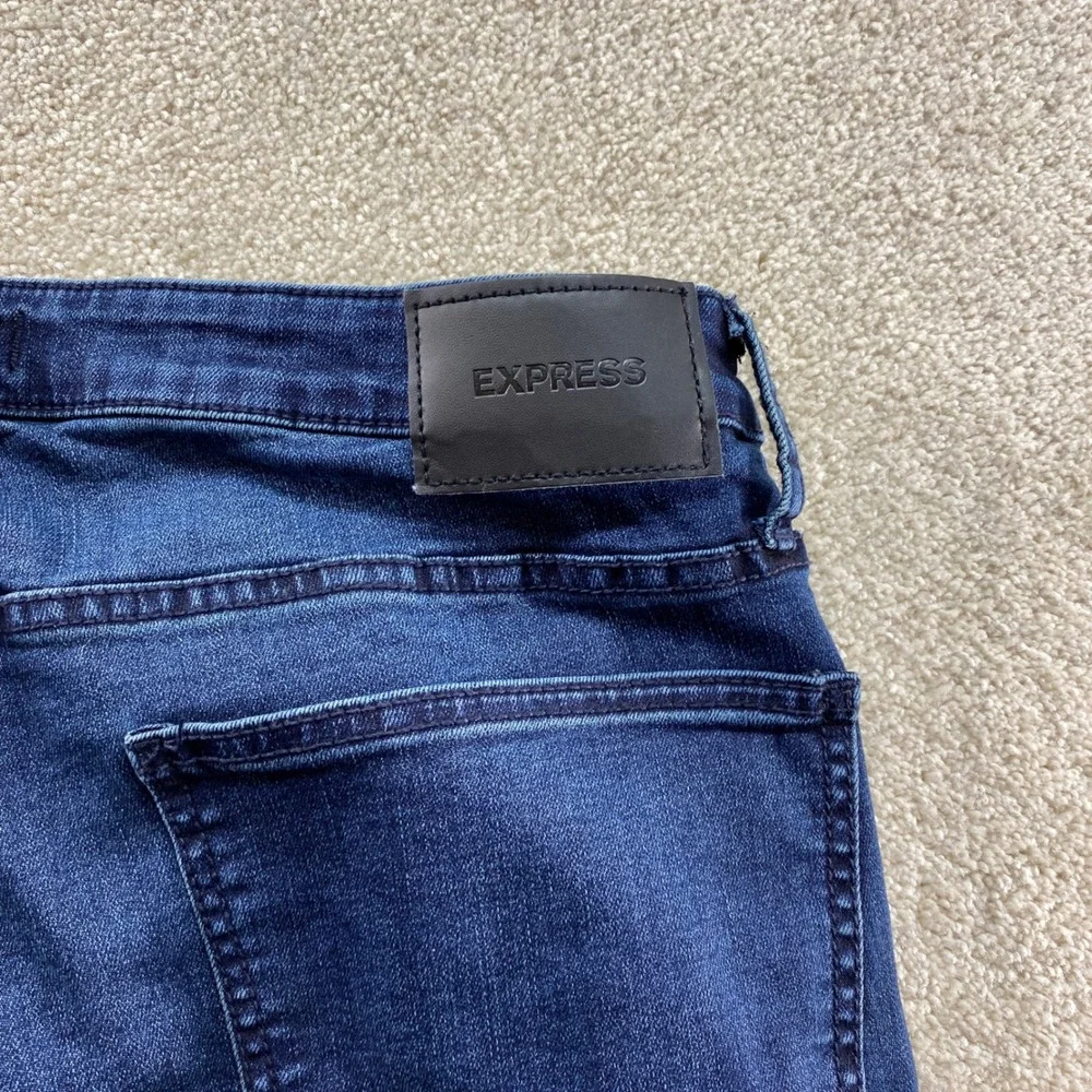 Express Straight Leg Jeans Mens 34x32 Dark Blue Excellent‎ Stretch EX0005553